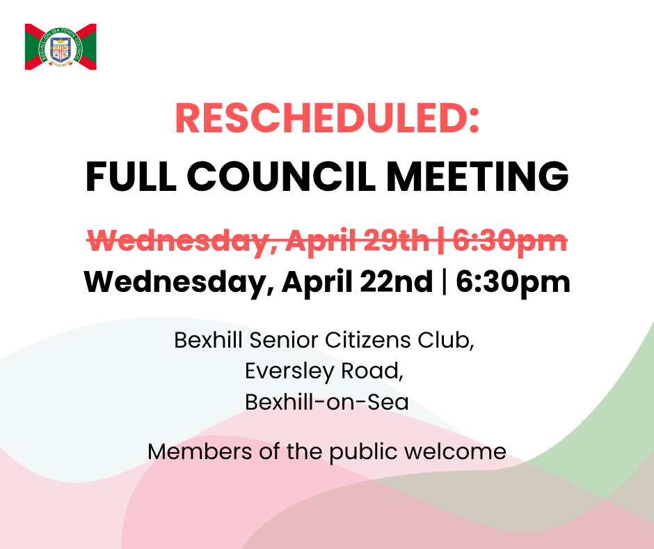 A social media graphic showing the date of the rescheduled Full Council Meeting. 