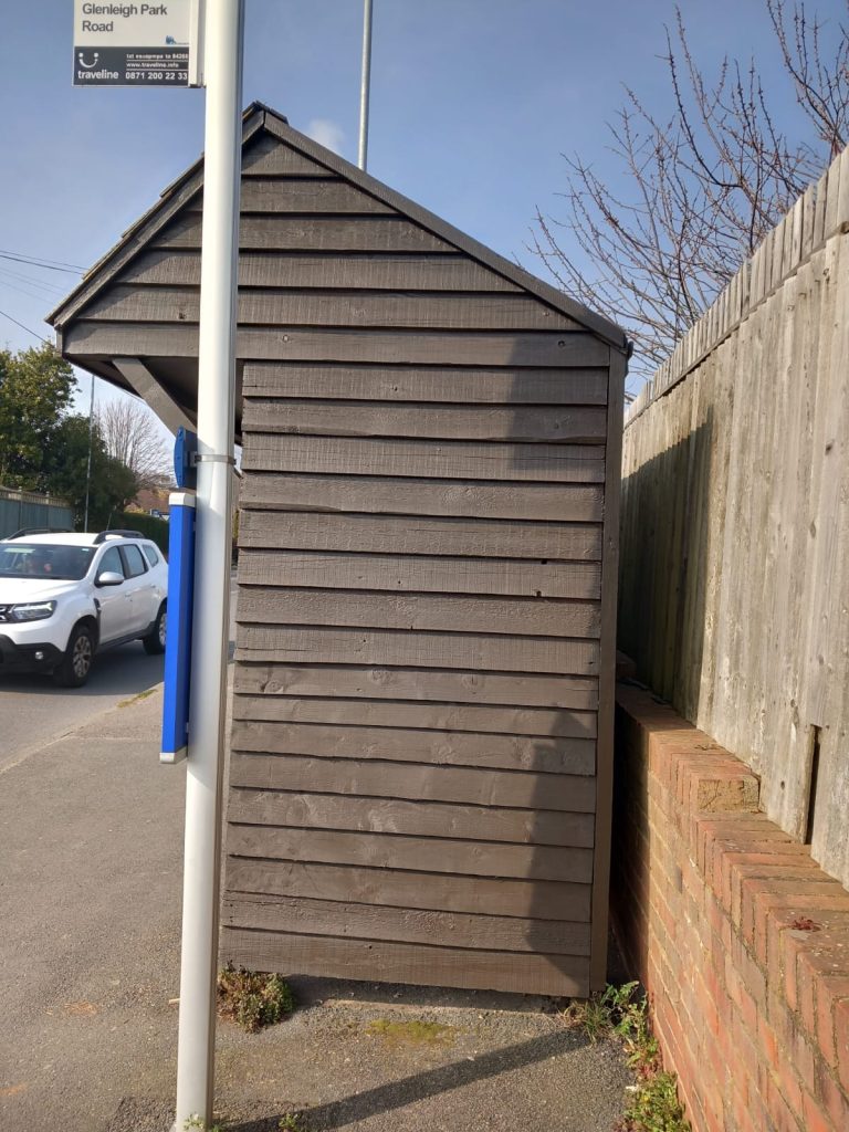 The repaired Gunter's Lane Bus Shelter.