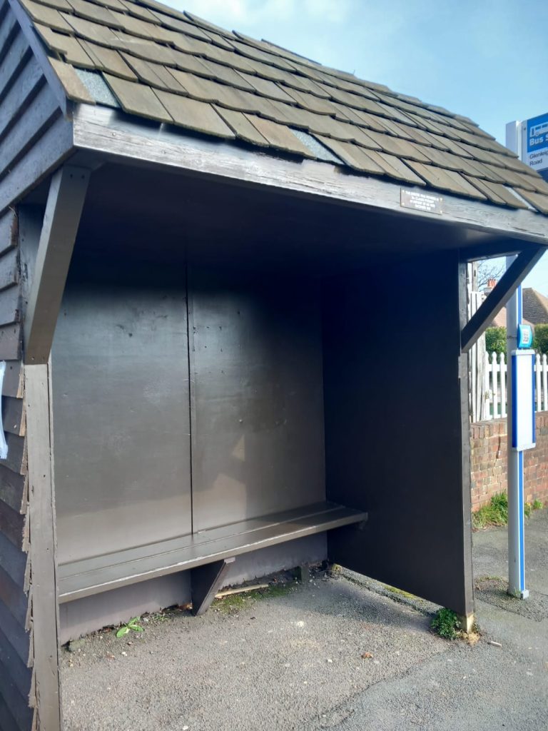 The repaired Gunter's Lane Bus Shelter.